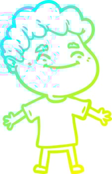 cold gradient line drawing cartoon friendly man vector