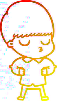 warm gradient line drawing cartoon calm boy vector