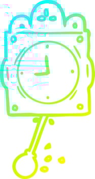 cold gradient line drawing ticking clock with pendulum vector