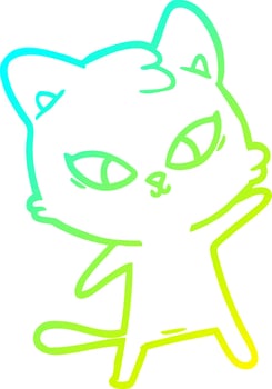 cold gradient line drawing cute cartoon cat vector
