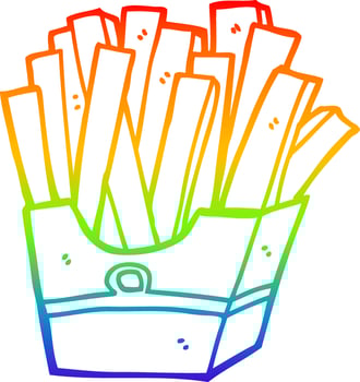 rainbow gradient line drawing cartoon fries vector