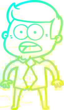 cold gradient line drawing cartoon shocked man vector