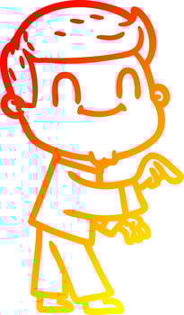warm gradient line drawing cartoon friendly man vector