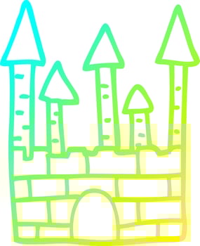 cold gradient line drawing cartoon traditional castle vector
