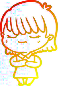 warm gradient line drawing cartoon woman vector