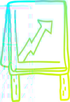 cold gradient line drawing cartoon business chart with arrow vector