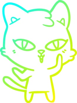 cold gradient line drawing cartoon cat vector