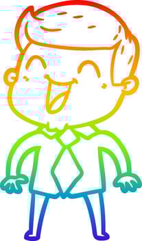 rainbow gradient line drawing cartoon man laughing vector