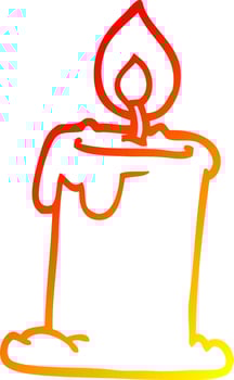 warm gradient line drawing cartoon lit candle vector