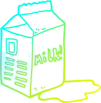cold gradient line drawing cartoon milk carton vector