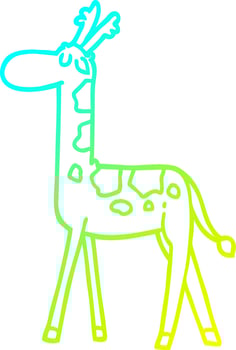 cold gradient line drawing cartoon walking giraffe vector