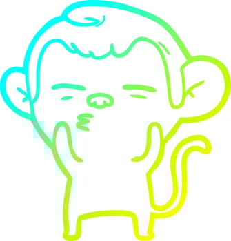 cold gradient line drawing cartoon suspicious monkey vector