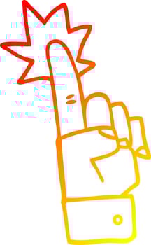 warm gradient line drawing cartoon pointing hand vector