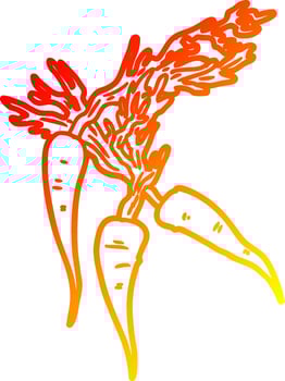 warm gradient line drawing cartoon carrots vector