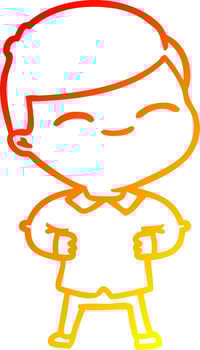 warm gradient line drawing cartoon smiling boy vector