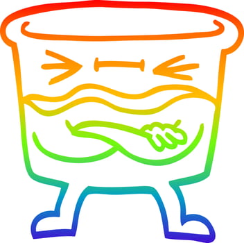 rainbow gradient line drawing cartoon whisky glass vector