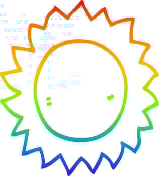 rainbow gradient line drawing cartoon sun vector