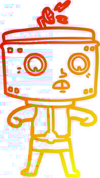 warm gradient line drawing cartoon robot vector