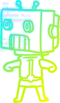 cold gradient line drawing cartoon robot vector