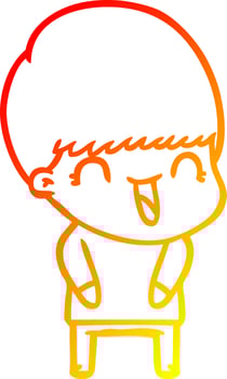 warm gradient line drawing happy cartoon boy vector