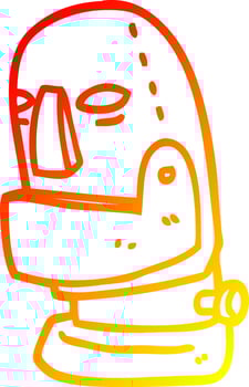 warm gradient line drawing cartoon robot head vector
