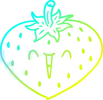 cold gradient line drawing happy cartoon strawberry vector