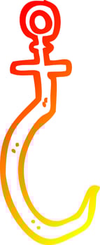 warm gradient line drawing cartoon fish hook vector