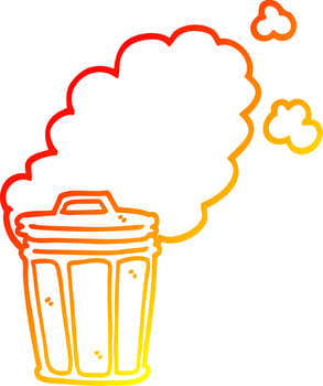warm gradient line drawing cartoon stinky garbage can vector