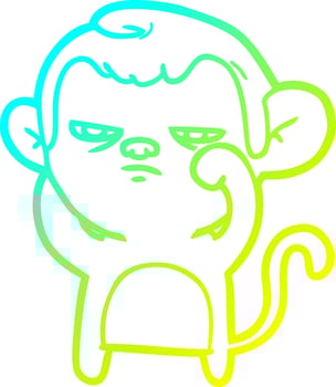 cold gradient line drawing cartoon annoyed monkey vector