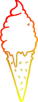 warm gradient line drawing cartoon ice cream vector