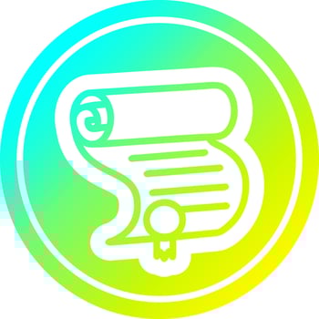 diploma certificate circular in cold gradient spectrum vector