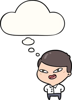 cartoon happy business man and thought bubble vector