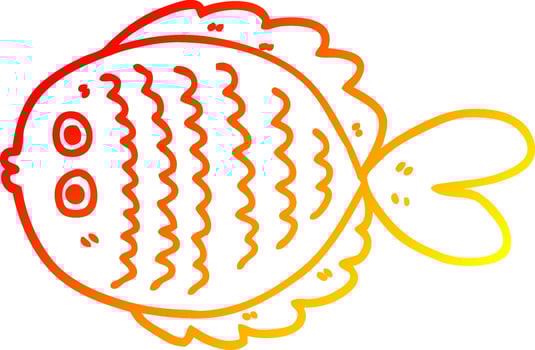 warm gradient line drawing cartoon flat fish vector