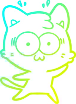 cold gradient line drawing cartoon surprised cat vector