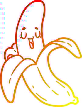 warm gradient line drawing cartoon banana vector