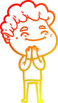 warm gradient line drawing cartoon friendly man vector