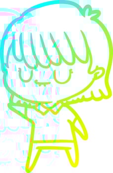 cold gradient line drawing cartoon woman vector