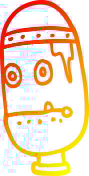 warm gradient line drawing cartoon retro robot head vector