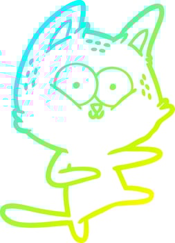 cold gradient line drawing cartoon cat dancing vector