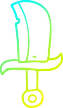 cold gradient line drawing cartoon dagger vector