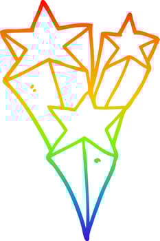 rainbow gradient line drawing cartoon shooting stars vector