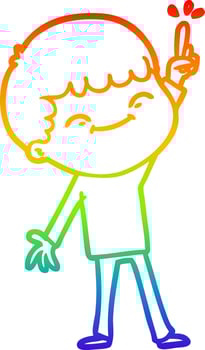 rainbow gradient line drawing cartoon happy boy vector
