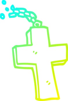 cold gradient line drawing cartoon silver cross vector