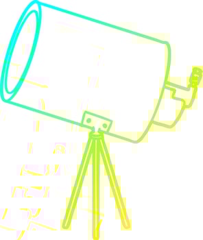 cold gradient line drawing cartoon big telescope vector