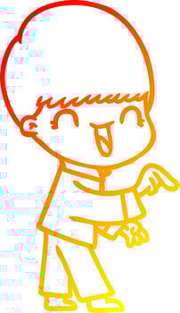 warm gradient line drawing happy cartoon boy vector