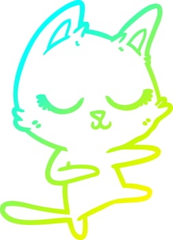 cold gradient line drawing calm cartoon cat vector