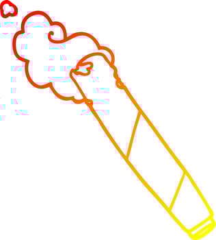 warm gradient line drawing cartoon smoking joint vector