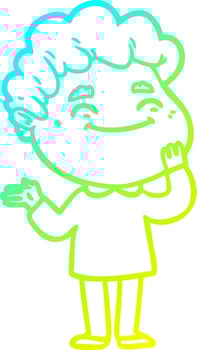 cold gradient line drawing cartoon friendly man vector