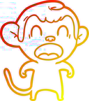 warm gradient line drawing shouting cartoon monkey vector