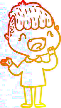 warm gradient line drawing cartoon happy boy laughing vector